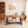 product-fancy-1d31e25e-5284-4448-9faf-2ff42e247d87 Brown Color Dining Table Set, 72" Long, Large 6-8 Seater Dining Table, Heavy Duty 300Lbs Load, Waterproof Scratch-Resistant Top, for Gathering Conference, Big Family Dinners, Parties