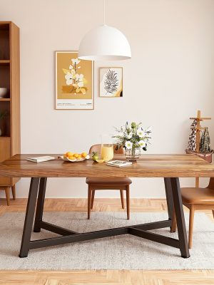 Brown Color Dining Table Set, 72" Long, Large 6-8 Seater Dining Table, Heavy Duty 300Lbs Load, Waterproof Scratch-Resistant Top, for Gathering Conference, Big Family Dinners, Parties