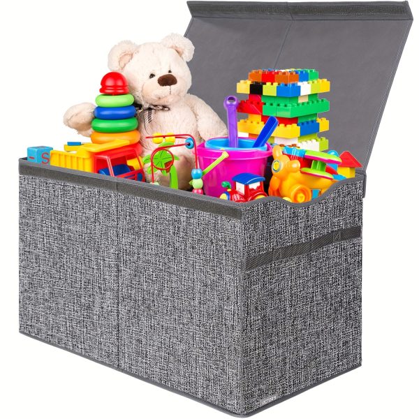 31.7gal Extra Large Box, Collapsible Sturdy Kids Chest For Boys, Girls, Kids, Storage Organizer Bins With Lids, Box Basket For Living Room, Bedroom, Nursery