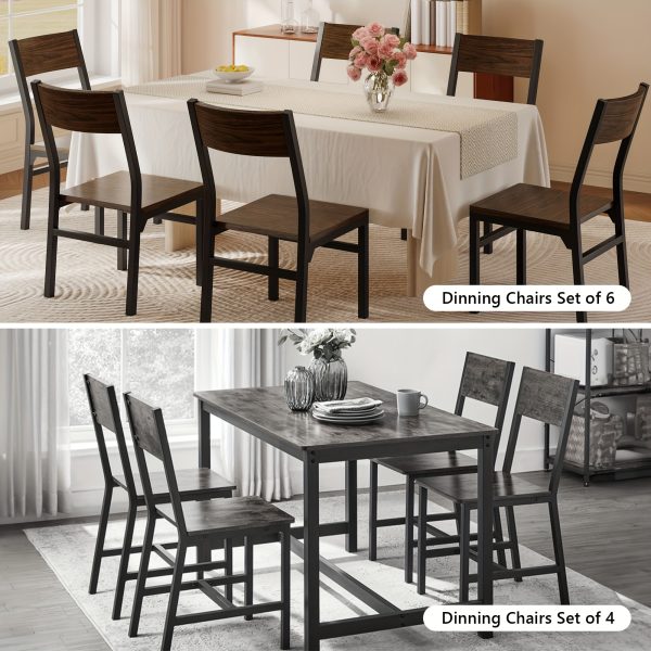 product-fancy-1d6b21f0-021c-427e-b5d5-2abe7944e6a5 Dining Chairs Set Of 6, Modern Kitchen Chairs With Backrest, MDF Board And Metal Legs, Dinner Chairs For Dining Room, Kitchen And Living Room, Espresso/Black/Rustic Brown/Walnut Optional.