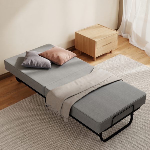 Twin Size Folding Bed with 3" Memory Foam Mattress, Foldable Roll Away Guest Bed for Adults, Sturdy Metal Platform Bed with Wheels, Space-Saving Design for Easy Storage, Portable Bed for Bedroom, Office & Apartments, 75''x31''