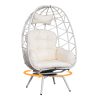 Egg-Shaped Chair That Rotates 360 Degrees, Made of Outdoor Rattan, Featuring Plush And Thick Cushions, with Adjustable And Sturdy Legs, Perfect for Outdoor Settings Like Poolside