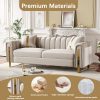 product-fancy-1d9ee76a-dba3-4767-b021-8713564fb1f8 Set of 2 67" 2-Seater/ 84.7" 3-Seater Chesterfield Sofas Luxury Velvet Couches Modern White And Golden Sofas for Living Room, Mid-Century Victorian Loveseats with Removable Cushions And 2 Toss Pillows And Golden Metal Legs