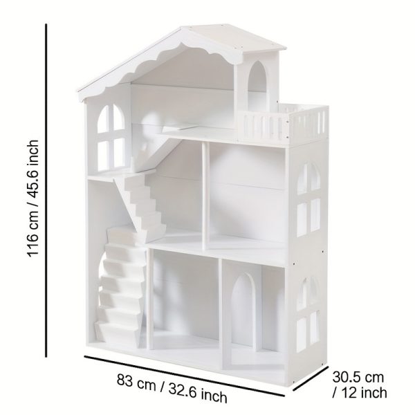 product-fancy-1da0c77b-edf3-4c00-bb31-5684c5aaca04 3-Tier Freestanding Wooden Storage Shelf Bookshef, Multi-Purpose Organizer for Kitchen, Living Room, Home Decor, White Space-Saving Standing Book Shelf, Bookcase Dollhouse Perfect Display Storage, Kids Playhouse