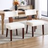 DMKAI Set Of 2 Farmhouse Rustic Dining Chairs - White Upholstered Low-Back Backrest, Natural Wood Frame with Hand-Carved Accents, Sturdy Tapered Legs for Dining Room & Kitchen