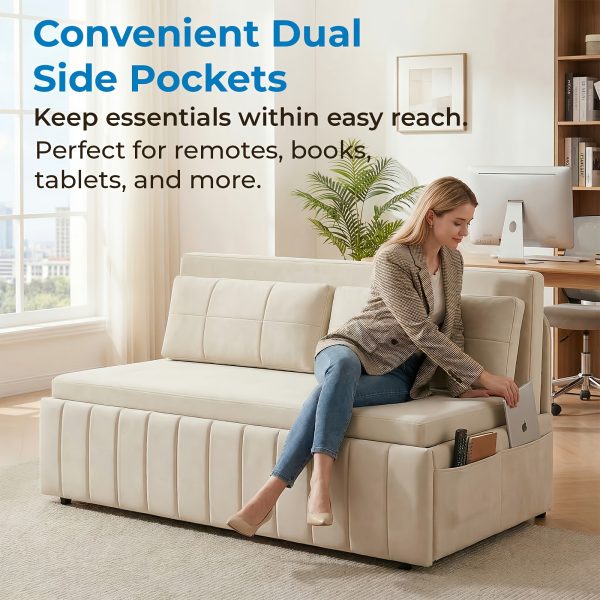 product-fancy-1dbd771b-fcd6-453a-8d42-70cf3024b370 3in 1 Convertible Queen Sofa Bed, Pull Out Sleeper Couch, Armless Loveseat for Small Spaces