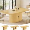 47''-63'' Extendable Dining Table Suitable for 4-8 People, Expandable Modern Fluted Kitchen Table with 2-Tier Storage Shelf, Space-Saving Folding Table for Small Apartments, Folding Mechanism & Natural Wood, Assembly Required
