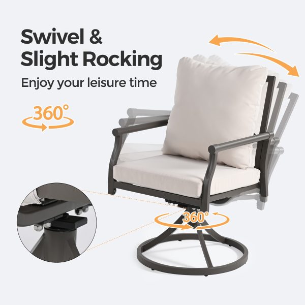 9pcs Outdoor Dining Arrangement - Patio Set for 8 People. Comes with 1 Rectangular Table And 8 Swivel Chairs with Cushions, Suitable for Lawn And Garden