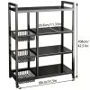 Kitchen Storage Shelf with Mesh Baskets, Metal Frame Serving Cart with Wheels, Rolling Baker's Rack with Adjustable Shelves, for Kitchen Bathroom Living Room Office