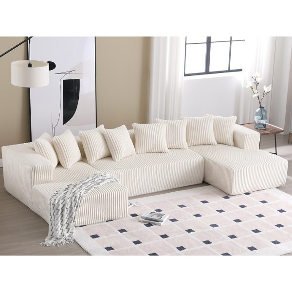 product-fancy-1e528d0a-fcff-4b80-b310-afca9d80ed7c 131'' Modular Sectional Couch, U-shaped Sofa, Chaise Lounge, Striped Fabric, Upholstered 4 Seater Couch for Living Room, Bedroom, Free Combination Sofa (Corduroy), Gray