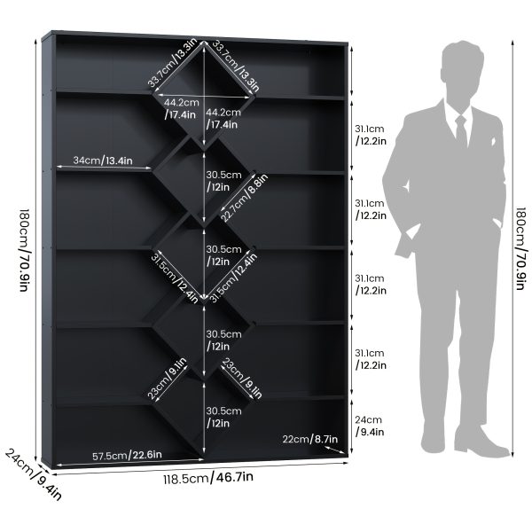 product-fancy-1e52e6dd-32f5-453e-9794-c38211c2aa32 Triple Wide Bookshelf, 6 Tier Large Bookshelf, Bookcase with 17 Open Display Shelves, 71'' Tall Bookcases And Bookshelves for Living Room, Home Office, Library