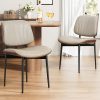 product-fancy-1e52e744-77bd-45e5-8ea1-584b0100e378 Padded Seat & Backrest - Modern Faux Leather Dining Chairs - Set Of 2 - Metal Legs with Adjustable Feet - for Kitchen, Dining Room, Office