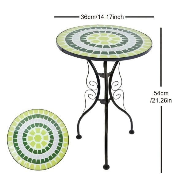 Mosaic Round Side Table, Creative Decorative Wrought Iron Small Coffee Table, Indoor Living Room Balcony Courtyard Corner Table, 1 pc, Multi-Color Optional