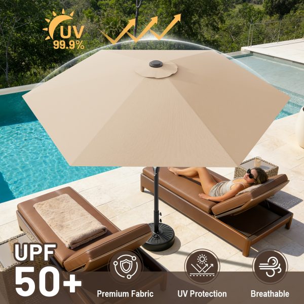 product-fancy-1e60fbc5-de71-4437-9c93-c2068c9fdece 9FT Outdoor Patio Umbrella, Market Table Umbrella with Crank & 6 Sturdy Ribs, UV Protection Windproof, Pool Umbrella Perfect for Deck, Backyard, Lawn And Garden