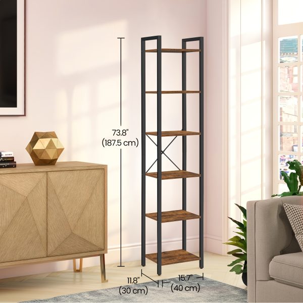 product-fancy-1e8f7611-fa42-4a4e-b47a-4e23595d53ef Industrial 6-Tier Heavy-Duty Steel Bookcase Shelf - Tall Narrow Vertical Storage Unit with Adjustable Shelves, Freestanding Space-Saving Bookshelf Suitable for Home Office,, Bedroom - Assembly, Modern Industrial