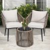 [Outdoor | Rattan] 3pcs Outdoor All-Weather Wicker Patio Rattan Bistro Conversation Set | Chairs And Side Table Set | Ideal For Balcony, Porch And Backyard