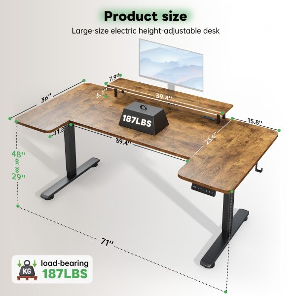 product-fancy-1efae6b5-07db-4995-9edb-4ece5d4d9332 71×36 Standing Desk Electric Adjustable Height Desks, Home Office Desks With Cable Management, Monitor Stand, 2 Hooks, 5 Power Outlets, 3 Memory Adjustable Height Computer Desk