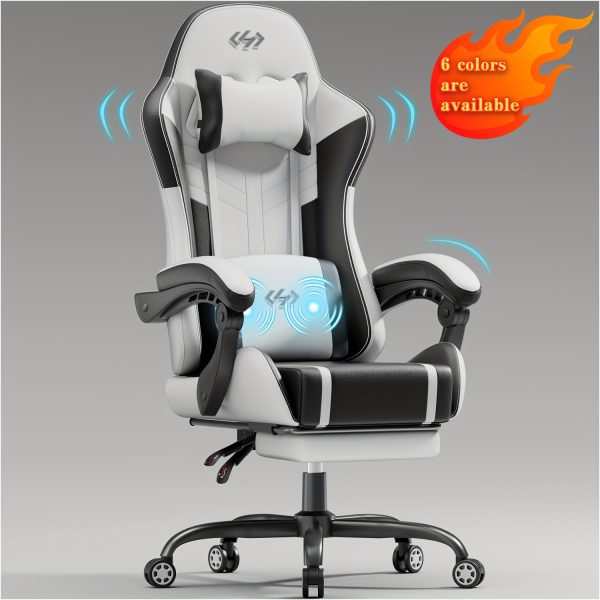 product-fancy-1f11fcce-7a9f-461d-accf-d968146136bb Gaming Chair with Massage Lumbar Support Ergonomic Computer Chair for Adults with Footrest and Lumbar Support with 360° Swivel Seat PU Leather Office Chair, Crafted From Durable Faux Leather, Best Gift for Father and Boyfriend