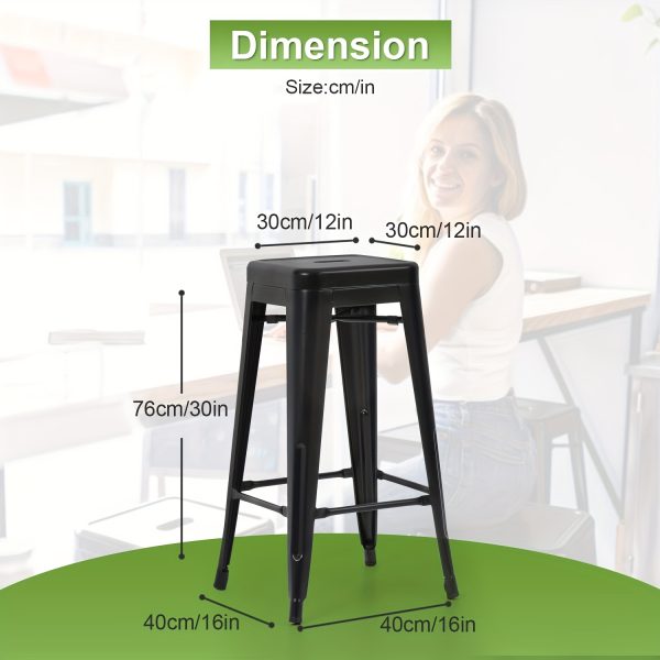 Metal Bar Stools Set of 4 Counter Height Barstool Stackable Barstools 30 Inch Indoor Outdoor Patio Bar Stool Home Kitchen Dining Stool Backless Bar Chair