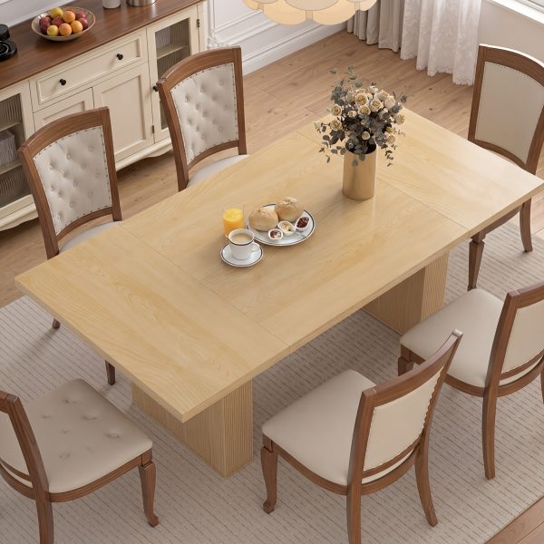 product-fancy-1f45ac20-a3a7-46d2-bcd5-6187a0185357 78" Rectangular Dining Table for 6-8 People, Large Modern Kitchen Table with Grooved Wood-Strip Base, Suitabel for Home, Dining Room, Living Room, Farmhouse, Family Gathering.