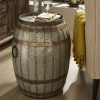 product-fancy-1f5b1090-a2d6-48ab-ae3c-43f163c53b8e Barrel Shaped Side Table, Wine Cabinet, Coffee Table with Storage Space, Western Cowboy Style, Sturdy Metal Cast Small Coffee Table, Suitable for Sofa Side, Study, Living Room, Backyard Garden Terrace