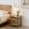 product-fancy-1f5bd1f7-42c1-4ddc-98f3-2ebe6b080fcd 1pc 18 Inches Classical Square Side Table with Drawer 2-Tier End Table with Open Rattan Storage Shelf Solid Wood Sofa Table for Small Space, Living Room, Bedroom, Natural/ Black