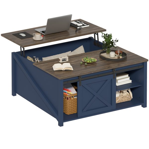 product-fancy-1f9cb655-f200-4d80-8154-1e4b90977667 Lift Top Coffee Table with Storage, Square Wood Coffee Tables with Large Hidden Storage Compartment and Adjustable Shelves, Multi-Function Farmhouse Coffee Table for Living Room, Bedroom and Home Office