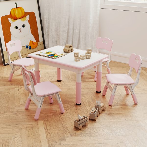 product-fancy-1fb103e1-51e2-4a09-8b63-7fd950a94c77 Adjustable Table And 4 Chairs, 23.6" Graffiti Desk