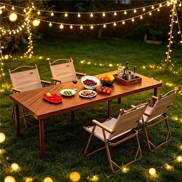 Foldable Beach Picnic Table 60-Inch Low-Profile, Portable Wooden Bohemian-Style Travel Picnic Table, Suitable for Indoor And Outdoor Occasions Including Picnics, Beach Trips, BBQs, Camping, Gatherings, Outdoor Dining, Gardens, And More.