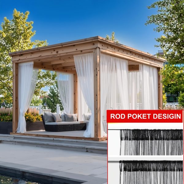 product-fancy-2022fcc2-9f47-4498-b618-b299ba568091 Single-piece Outdoor Transparent Knitted Polyester Mosquito Net with Rod Pocket — Breathable Anti-mosquito Mesh, Suitable for Gazebos, Terraces, Gardens, and Pavilions — Design and Installation