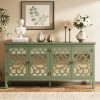 Modern Freestanding Buffet Credenza with Mirror & Storage - Adjustable Shelf Cabinet Suitable for Living Room, Dining Room, Entryway - Elegant Panel Doors & Tall -Standing Furniture