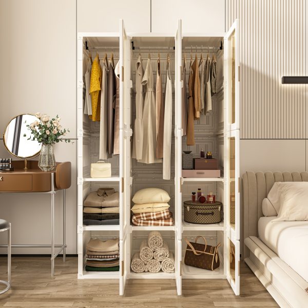 product-fancy-2033131a-6cbb-4e5f-8095-cb03c9928140 Magnetic Transparent Door Portable Wardrobe, with A Sturdy, Foldable Frame And Easy Assembly. Features 2 Or 3 Hanging Rods for Clothing Storage, Suitable for Bedrooms, Living Rooms, Dormitories, And Apartments.