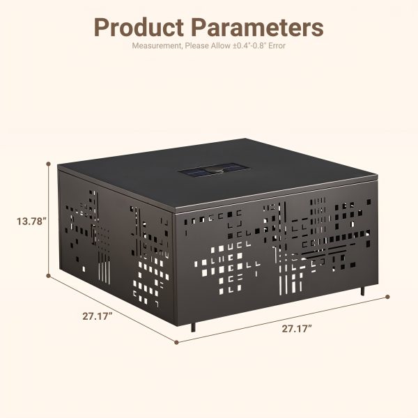 product-fancy-2088664e-5541-4db3-9a64-af6d7a371972 Only One Outdoor Metal Coffee Table with Lights And An Umbrella Pole Hole, Black Or Gray Two Table Color Options, A Coffee Table Suitable for Pairing with Outdoor Patio Furniture, Easy to Assemble