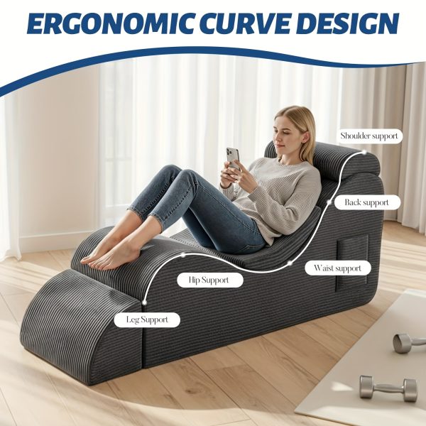 product-fancy-20a91ddf-6a28-46ec-8d1e-46ba4708c7fd Yoga Chair Lounge for Adult, Ergonomic Chaise Lounge Chair with Side Pocket, Headrest, Waist Pad, Ottoman, Perfect for Stretching, Massage, And Relaxation, Used In Living Room, Bedroom, Lazy Sofa, Gaming Sofa