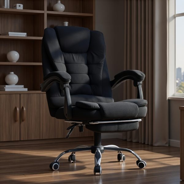 product-fancy-20ad29c7-e150-48f9-a9fd-05e076a1a98c This Ergonomic Office Chair Features A Footrest And Lumbar Support, A Reclining And Adjustable Backrest, Is Suitable for High-intensity Use, And Can Rotate 360°. It Is An Ideal Choice for Home Or Office Use. Available In Linen (black/grey/beige).