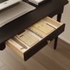 product-fancy-20be89d6-8e64-483f-b619-d6bcd3f0c080 47.2'' Classic Rubberwood Writing Desk with Artistic Legs And Storage Drawer, Modern Computer Desk Workstation with Spacious Desktop, Timeless Design for Home And Office, Black
