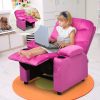 product-fancy-20cd883d-ab49-4776-8e34-53053b381e8a Girls' Pink Velvet Recliner Chair with Cup Holder & Storage Pocket - Heavy-Duty 300lb Capacity, Ergonomic Backrest & Armrests, Manual Recliner with Safety Belt - Modern Soft Cushioned Lounge Chair for Kids & Teens, Easy Assembly, Ideal for Bedroom, Living Room, Home Theater - Durable Wood Frame & Fabric, Ideal Gift for Girls 3-12 Years (Pink, Purple, Black, White, Grey Available), Lounge Chair for Teens, Comfortable Sitting, Playroom Seating, Stylish Recliner, Highcapacity Recliner, '