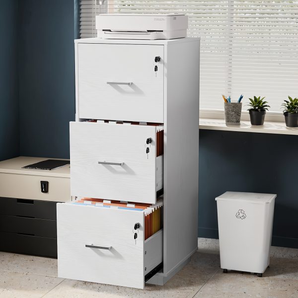 product-fancy-20dc6ee4-e0c3-40b4-98cf-620e91d56c3d Bonnlo 3-Drawer Lockable File Cabinet - Wood Filling Organizer with 2 Drawers, 27" Height, 3, 2 Cu Ft Storage, Contemporary Style for Home Office, Durable Artificial Wood & Metal Handles, No Assembly Required, File Storage Cabinet, Modern Office Furniture, Sleek Design, Sturdy Construction, Small Space Living, Minimalist Design, Highquality Materials, Home Office Users