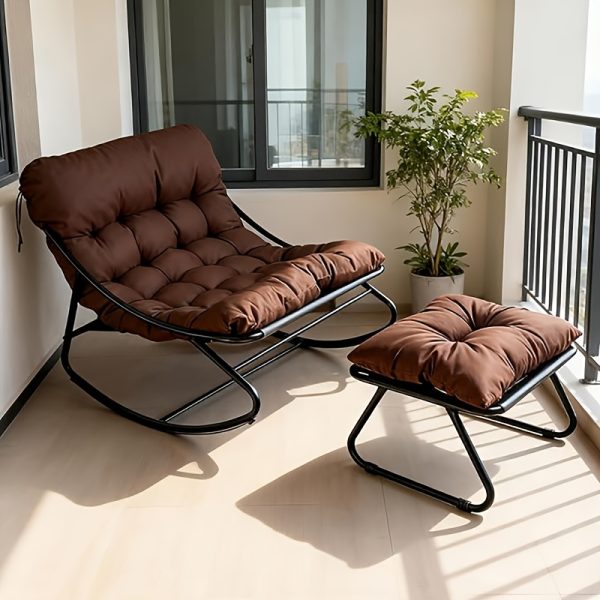 product-fancy-215e711a-2c51-45ca-9fc7-7c4fe7cd4ddd Oversized Rocking Chair with Cushion • Comfy Egg Glider Rocking Chairs Indoor with Footrest • Outdoor Patio Lounge Chair Rocker Chairs for Living Room Bedroom Balcony Porch