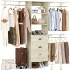 product-fancy-216133bd-90f5-4079-bafa-d9b073b3d038 Closet System with Drawer - 8ft Wood Closet Organizer System with 3 Hanging Rods And Shelving Tower, 96" Walk In Closet Organizer Wardrobe, Heavy Duty Garment Rack Clothes Rack