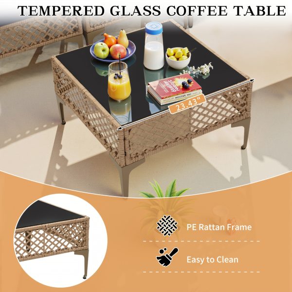 product-fancy-2163d334-e219-46ab-8c44-ec31d710e2ca 7pcs Outdoor Wicker Patio Furniture Set, Rattan Sectional Sofa with Cushions And Coffee Table, Suitable for Backyard, Poolside, Porch, Garden, Sectional Patio Furniture, Patio Table, Outdoor Table, L-shaped Patio Sofa Set