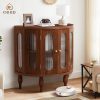ORRD 31'' Sideboard Buffer Cabinet with Storage, Semi-Circle Modern Accent Storage Cabinet with Wooden Finish & Acrylic Doors, Console Table for Living Room Entryway Hallway