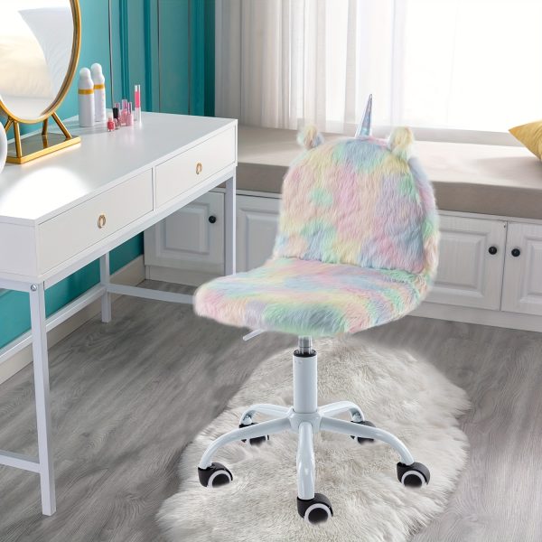 product-fancy-2193e27a-00a3-43d6-abbb-b4f44266ded1 1pc a White Rotating Office Chair, a Sporty Chair, a Vibrant Chair, And an Adorable Animal-Themed Computer Chair