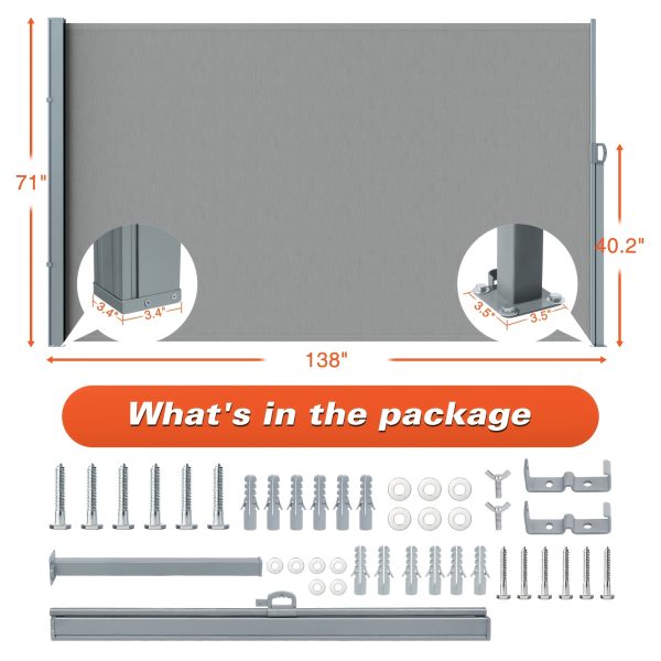 product-fancy-2198cfff-112a-44a8-93b4-1ead4829b457 Retractable Side Awning - Folding Privacy Screen | Waterproof & UV-Resistant Outdoor Shade Divider for Patio, Garden, Balcony & Commercial Use Easy Install with PU Coating