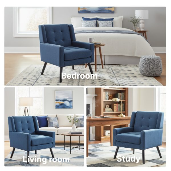 product-fancy-21c12176-c972-4517-8885-8ade20473a7b Mid-Century Modern Tufted Accent Chair, Ergonomic Wingback Armchair with Detachable Armrests, Linen & Suede Fabric Lounge Chair for Living Room Bedroom Office