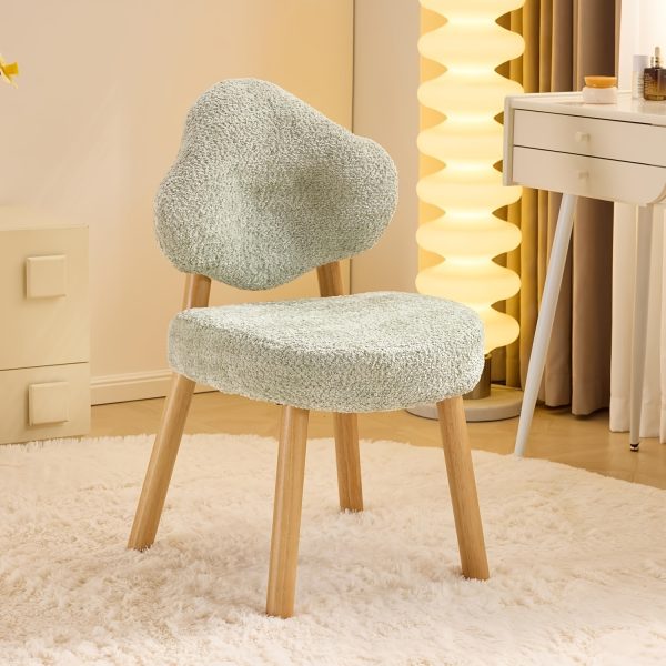 product-fancy-21e5ae24-21f2-43c2-9cd9-a6413bcd5dd7 Bonnlo Cute Armless Vanity Chair | Modern Desk Chair With Wood Legs, Plush Chenille Velvet Cloud-Back Comfy Makeup Accent Chair For Bedroom Living Room Office