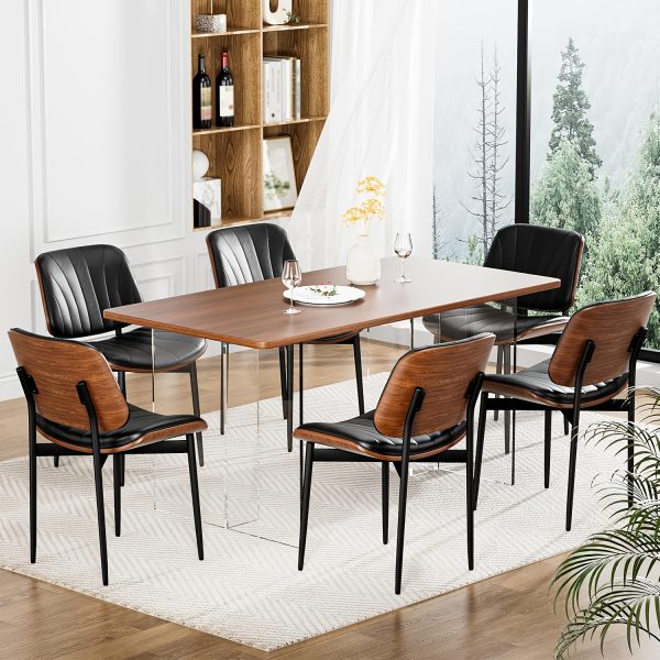 product-fancy-21e88d11-62e7-4784-841e-7361bea906a6 Padded Seat & Backrest - Modern Faux Leather Dining Chairs - Set Of 2 - Metal Legs with Adjustable Feet - for Kitchen, Dining Room, Office