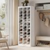 product-fancy-221df7fe-84cf-43f2-af87-916536447c37 Shoe Storage Unit, Accommodates 36 Pairs, Freestanding Closet Organizer, 8.8-Inch Wide Wooden Shoe Organizer, 12-Tier Vertical Shoe Rack for Entryway And Bedroom, in White And Greige