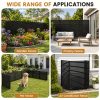 [Outdoor Privacy Fence] 38" X 71" Outdoor Privacy Fence Screen, Black Wooden Slatted Panels With Sturdy Metal Stakes, 12" Ground Insert, Garden Privacy Fence For Air Conditioner Cover, Patio, Yard, Pet Fence And Outdoor Decoration