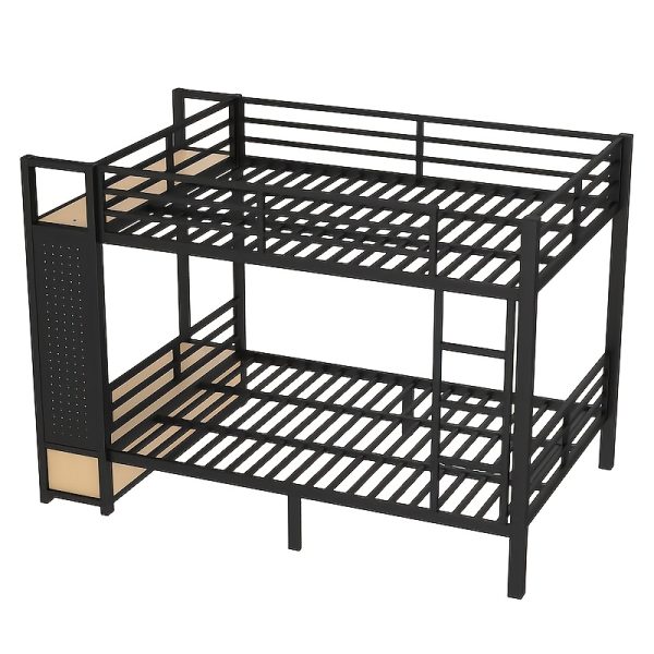 product-fancy-2245bd97-1fc9-4375-bddc-26043b0279f4 BELLEMAVE Full Over Full Size Metal Bunk Bed with Storage Shelves, Drawers And Pegboard, Heavy-Duty Loft Bed with Noise-Reduced Design, No Box Spring Required, Black